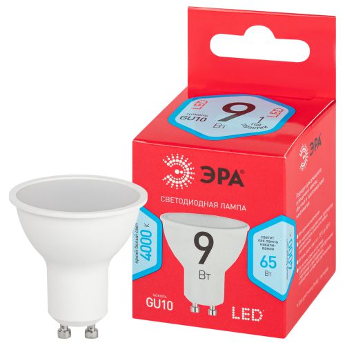 Лампа светодиодная RED LINE LED MR16-9W-840-GU10 R 9Вт MR16 софит 4000К нейтр. бел. GU10 Эра Б0050692