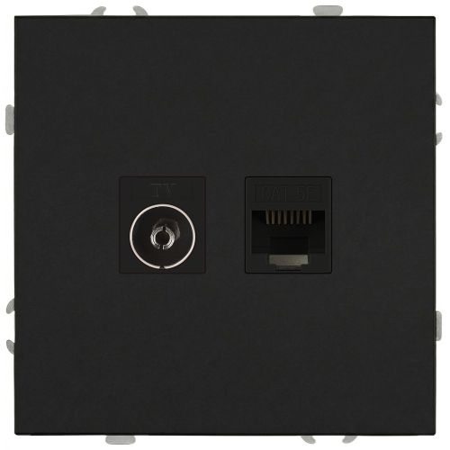 Розетка комбинированная СП Galaxy RJ45 + TV 16А IP20 250В антрацит 15-3110-05 Эра Б0070784