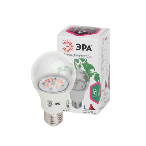 Лампа светодиодная FITO-14W-RB-E27-K 14Вт A60 грушевидная прозрачная 1310К E27 130-270В для растений красн./син. спектр Эра Б0039071