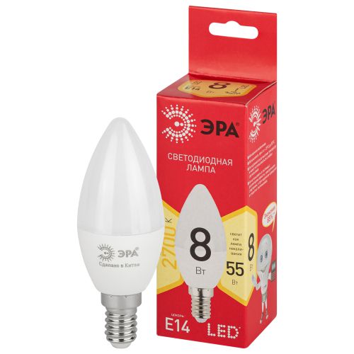 Лампа светодиодная RED LINE LED B35-8W-827-E14 R 8Вт B35 свеча 2700К тепл. бел. E14 Эра Б0050694