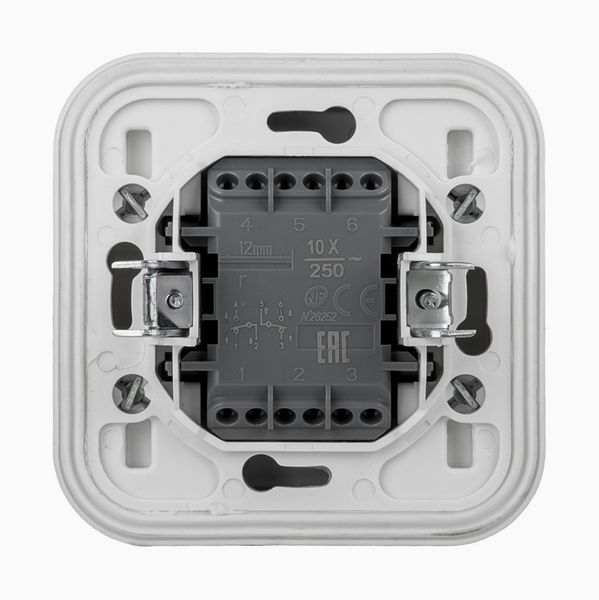 Выключатель проходной 2-кл. СП Бронто 10А IP55 автоматические клеммы бел. EKF BT2-SWW-21