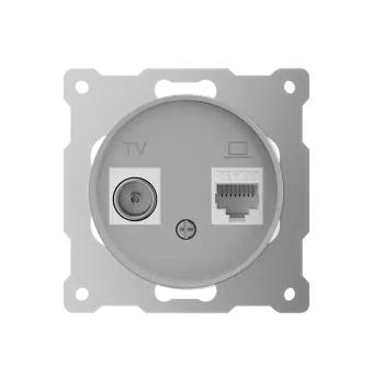 Розетка компьютерная + телевизионная 2-м СП Florence RJ45 + TV кат.5E механизм сер. (1E20811302) OneKeyElectro 7700246