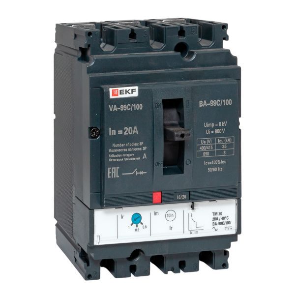 Выключатель автоматический 3п 100/20А 36кА ВА-99C Compact NS PROxima EKF mccb99C-100-20