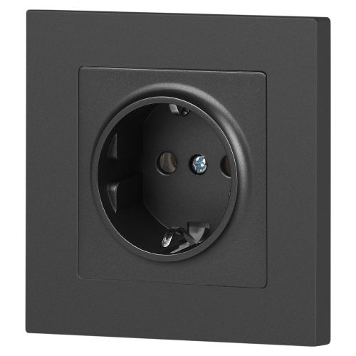 Розетка 1-м СП Accent 6-202-07 16А IP20 250В 2P+E Schuko графит Intro Б0063697