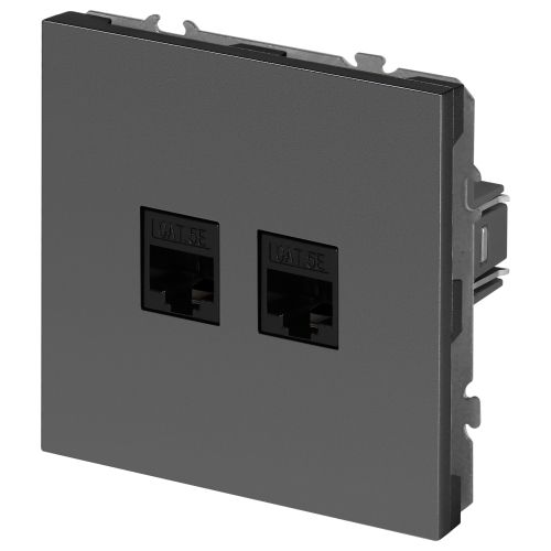 Розетка информационная 2-м СП Galaxy RJ45 16А IP20 250В графит 15-3108-06 Эра Б0070766