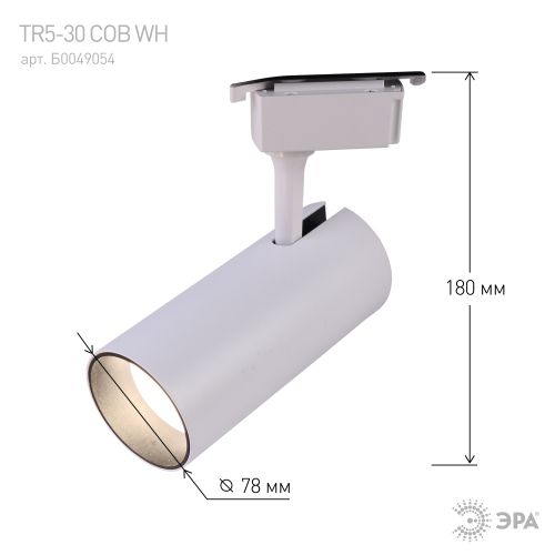 Светильник трековый TR5-30 30Вт COB 4000К 2100лм 1ф WH бел. Эра Б0049054