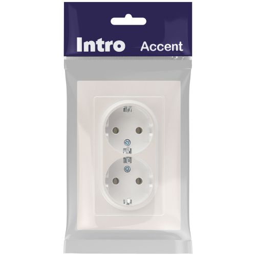 Розетка 2-м СП Accent 6-205-06 16А IP20 250В 2P+E Schuko AL/CU перламутр. Intro Б0063495