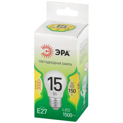 Лампа светодиодная GREEN LINE P45-15W-830-E27 GL 15Вт шар 3000К свет тепл. E27 Эра Б0067038