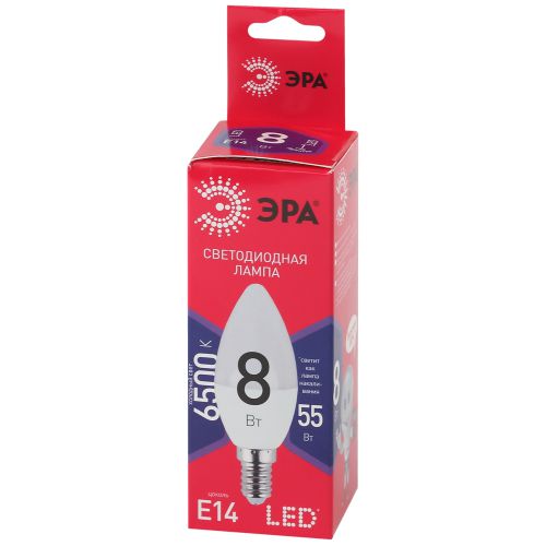 Лампа светодиодная RED LINE LED B35-8W-865-E14 R 8Вт B35 свеча 6500К нейтр. бел. E14 Эра Б0045341