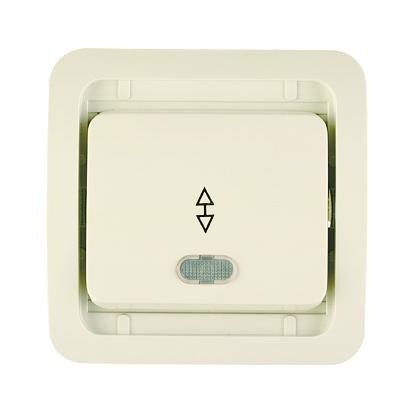 Переключатель перекрестный 1-кл. СП Mimoza 10А IP20 без вставки с подсветкой крем. Makel 32025
