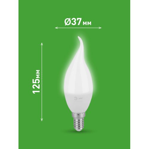 Лампа светодиодная GREEN LINE BXS-8W-840-E14 GL 8Вт свеча на ветру 4000К яркий свет бел. E14 Эра Б0067114