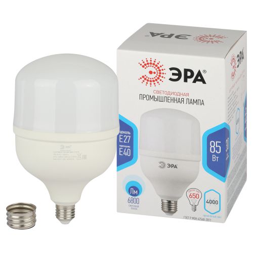 Лампа светодиодная высокомощная STD LED POWER T140-85W-4000-E27/E40 85Вт T140 колокол 4000К нейтр. бел. E27/E40 (переходник в компл.) 6800лм Эра Б0032087