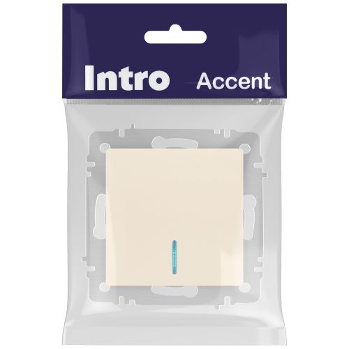 Выключатель 1-кл. СП Accent 6-102-02 10А IP20 250В с подсветкой AL/CU сл. кость Intro Б0063428