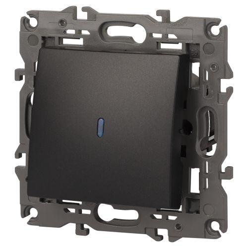 Выключатель 1-кл. СП Elegance 14-1102-05 10А IP20 250В 10AX с подсветкой механизм антрацит Эра Б0034219