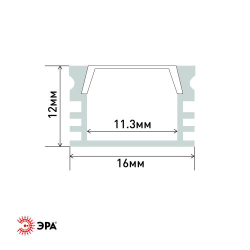 Комплект с накладным анодированным профилем 1612B 16х12мм. 2м САВ261 черн. Эра Б0062758