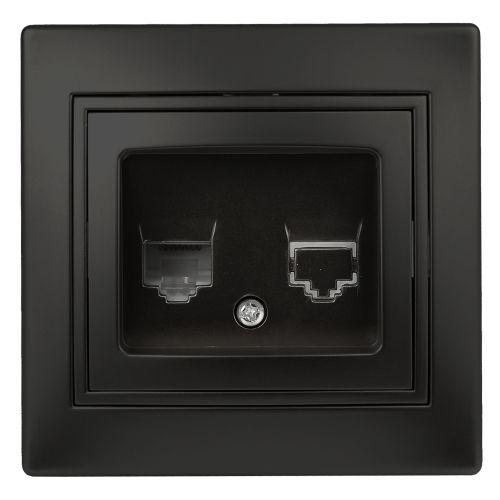 Розетка компьютерная 1-м СП Plano 1-303-05 RJ45 IP20 антрацит Intro Б0044575