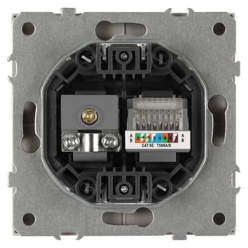 Розетка комбинированная СП Galaxy RJ45 + TV 16А IP20 250В титан 15-3110-07 Эра Б0070788