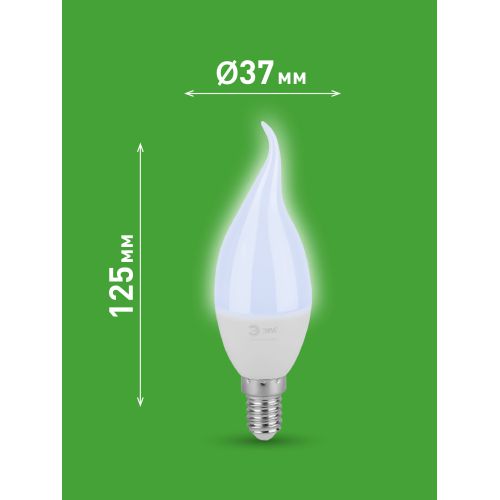 Лампа светодиодная GREEN LINE BXS-8W-865-E14 GL 8Вт свеча на ветру 6500К свет холод. E14 Эра Б0067138