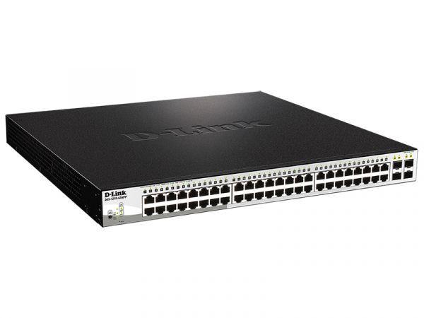 Коммутатор настраиваемый DGS-1210-52MPP/E2A WebSmart (48 порта 10/100/1000Base-T; PoE 802.3af/802.3at (30Вт) + 4 порта 1000Base-X SFP; PoE-740Вт D-link 1857390
