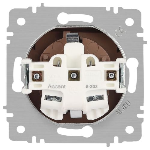 Розетка 1-м СП Accent 6-203-10 16А IP20 250В 2P+E Schuko с крышкой AL/CU венге Intro Б0063454