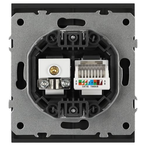 Розетка комбинированная СП Arktik RJ45 + TV 16А IP20 250В антрацит 16-3110-05 Эра Б0070498
