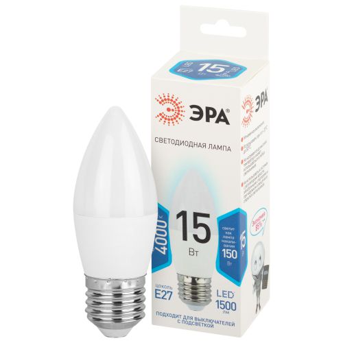 Лампа светодиодная STD LED B35-15W-840-E27 15Вт свеча 4000К нейтр. бел. свет E27 170-265В Эра Б0066818