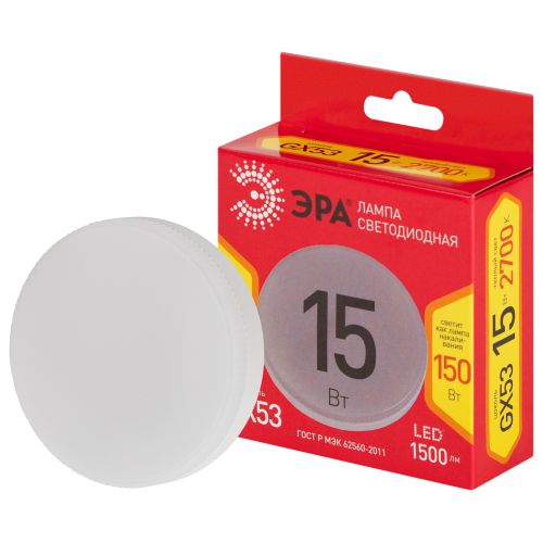 Лампа светодиодная RED LINE LED GX-15W-827-GX53 R 15Вт таблетка 2700К тепл. бел. GX53 Эра Б0069486