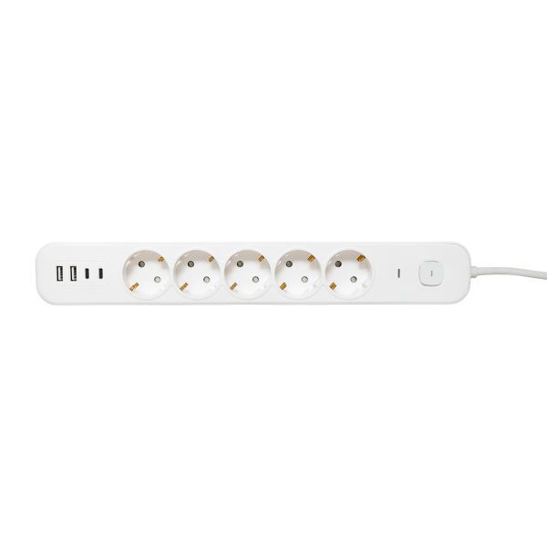 Удлинитель 5х1.5м IP20 2USB 2.4А+2type-C LUX 1.5кв.мм EKF UBA-LUX-515-TC