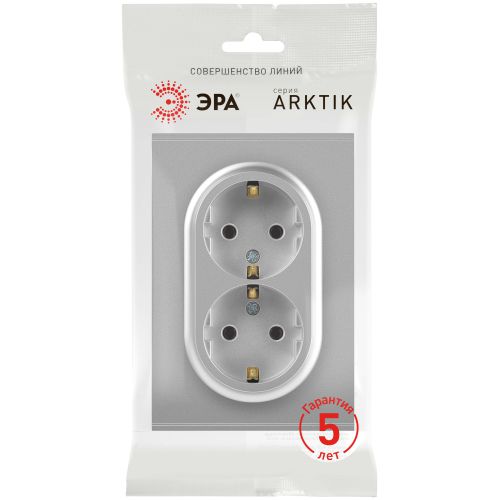 Розетка 2-м СП Arktik 16А IP20 250В с заземл. со шторками алюм. 16-2105-03 Эра Б0070456