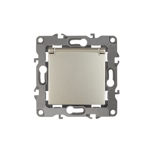 Розетка 1-м СП Эра12 12-2103-04 16А IP20 16AX 250В 2P+E Schuko защ. шторки с крышкой механизм шампань Эра Б0014696