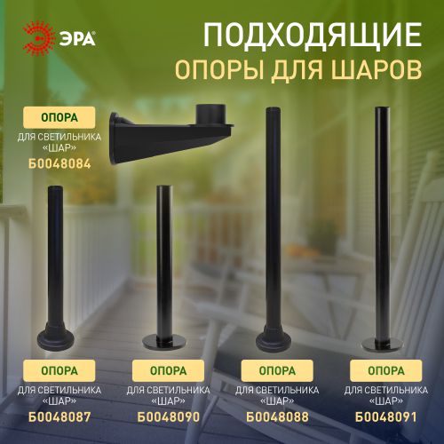 Светильник садово-парковый Шар D300мм E27 бел. призма НТУ 02-100-301 ЭРА Б0048045