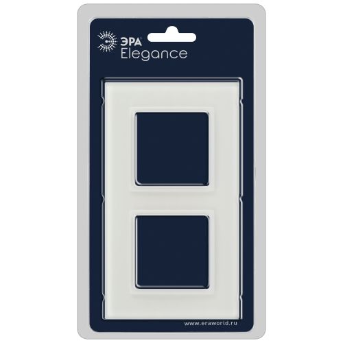 Рамка 2-м Elegance 14-5102-01М для розеток и выключателей стекло матов. бел. Эра Б0065834