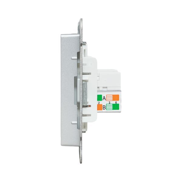 Розетка компьютерная 2-м СП Эпика RJ45 кат.5 механизм алюм. EKF UP1-SOA-2RJ45-5