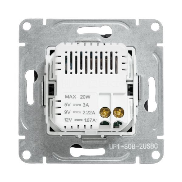 Розетка 2-м СП Эпика USB-C механизм черн. EKF UP1-SOB-2USBC