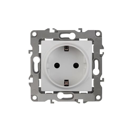 Розетка 1-м СП Эра12 12-2102-01 16А IP20 16AX 250В 2P+E Schuko защ. шторки механизм бел. Эра Б0014687