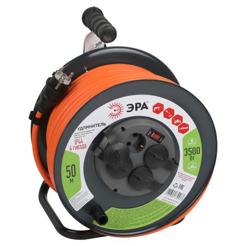 Удлинитель на метал. катушке 4х50м с заземл. IP44 RMx-4es-3x2.5-50m с выкл. ПВС 3х2.5 Эра Б0052922