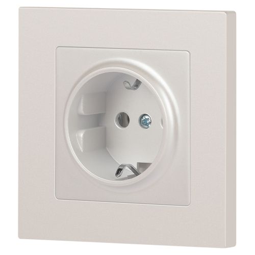 Розетка 1-м СП Accent 6-202-06 16А IP20 250В 2P+E Schuko перламутр. Intro Б0063695