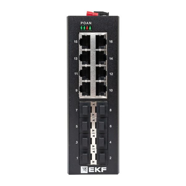 Коммутатор неуправляемый промышленный U-8GX/SFP-8GT 8 портов 1000Base-X SFP 8 портов 10/100/1000Base-T(X) RJ45 монтаж на DIN-рейку TSX EKF TSX-U-8GX/SFP-8GT