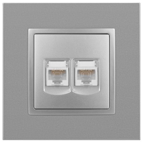 Розетка компьютерная 2-м Elegance 14-3108-03 RJ45 IP20 механизм алюм. Эра Б0034310