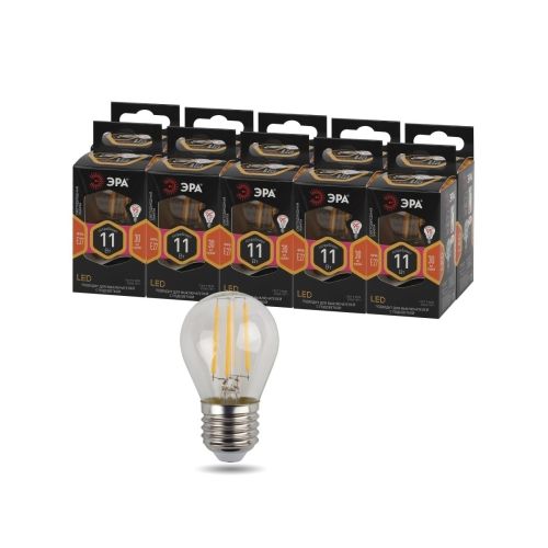 Лампа светодиодная филаментная F-LED P45-11w-827-E27 P45 11Вт шар E27 тепл. бел. ЭРА Б0047013
