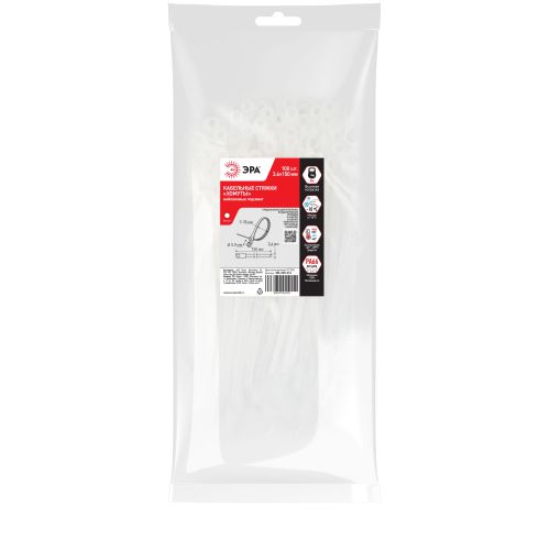 Хомут кабельный 3.6х150 под винт бел. NO-225-316 (уп.100шт) Эра Б0066041