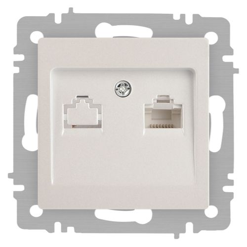 Розетка компьютерная 1-м СП Accent 6-303-06 RJ45 IP20 перламутр. Intro Б0063636