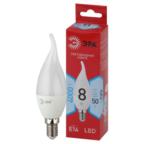 Лампа светодиодная RED LINE LED BXS-8W-840-E14 R 8Вт BXS свеча на ветру 4000К нейтр. бел. E14 Эра Б0051848