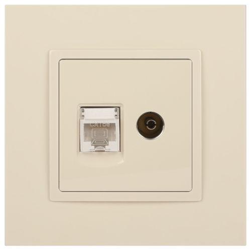 Розетка компьютерная + телевизионная 2-м Elegance 14-3110-02 RJ45 + TV IP20 механизм сл. кость Эра Б0034315