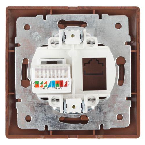 Розетка компьютерная 1-м СП Plano 1-303-10 RJ45 IP20 венге Intro Б0030088