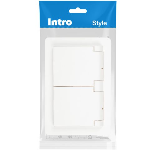 Розетка 2-м СП Style 7-210-01 16А IP44 250В 2х2P+E Schuko защ. шторки с крышкой бел. Intro Б0062873