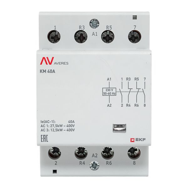 Контактор модульный КМ 40А 2NO+2NC 230В AC (3 мод.) AVERES EKF km-av-3-40-22-230V