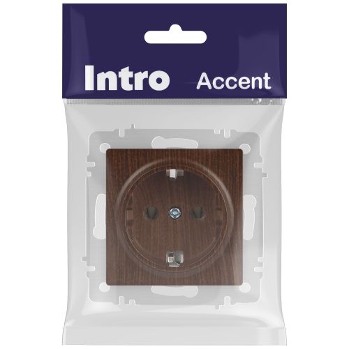 Розетка 1-м СП Accent 6-202-10 16А IP20 250В 2P+E Schuko венге Intro Б0063703