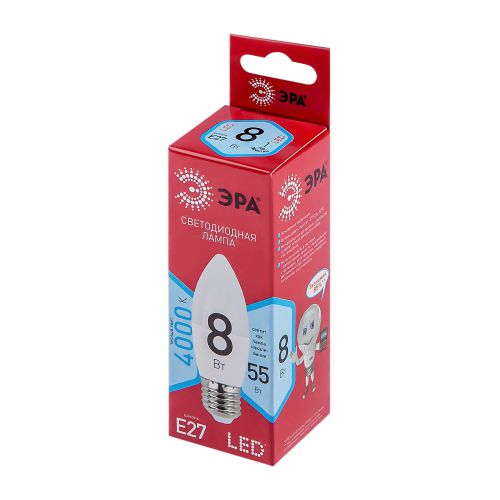Лампа светодиодная RED LINE LED B35-8W-840-E27 R 8Вт B35 свеча 4000К нейтр. бел. E27 Эра Б0050695