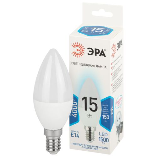 Лампа светодиодная STD LED B35-15W-840-E14 15Вт свеча 4000К нейтр. бел. свет E14 170-265В Эра Б0066787